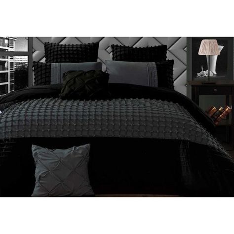 Black And Grey Bedding, Black Bed Sheets, Red Duvet, Black And White Bedroom, Black Duvet, Black Duvet Cover, Black Bed, Queen Size Quilt, Grey Quilt