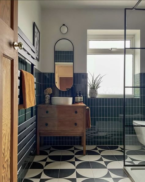 Bathroom Tiles Half Wall, Bathroom Tile Wall Half, Bathroom Half Tile Wall, Half Wall Toilet Divider, Bathroom Half Wall Tile, Half Tiled Bathroom Walls, Blue Tile Bathroom Vintage, Rustic Metro Tiles Bathroom, Blue Bathroom Suite Retro