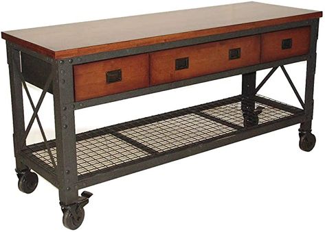 Duramax Rolling Workbench Furniture 72 in. x 24 in. with 3 Drawers, for Home, Garage, Workshop - - Amazon.com Warehouse Loft Apartment, Shop Workbench, Industrial Island, Tools Garage Organization, Workbench Stool, Rolling Workbench, Workbench Organization, Drum Sander, Workbench Top