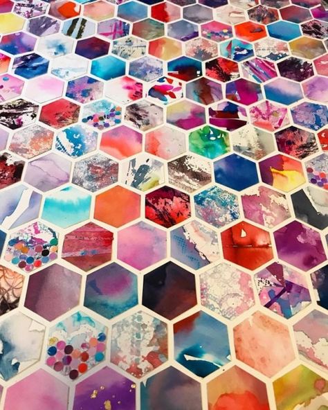 Finishing up….hive #10 #hexagon #collage #watercolor #recycledmaterials #sacredgeometry #collectiveunconscious #bees #hive #geometric Hexagon Collage, Bees Hive, Mixed Media Photography, Teaching Tools, Photography Design, Bee Hive, Sacred Geometry, Recycled Materials, Collage Art