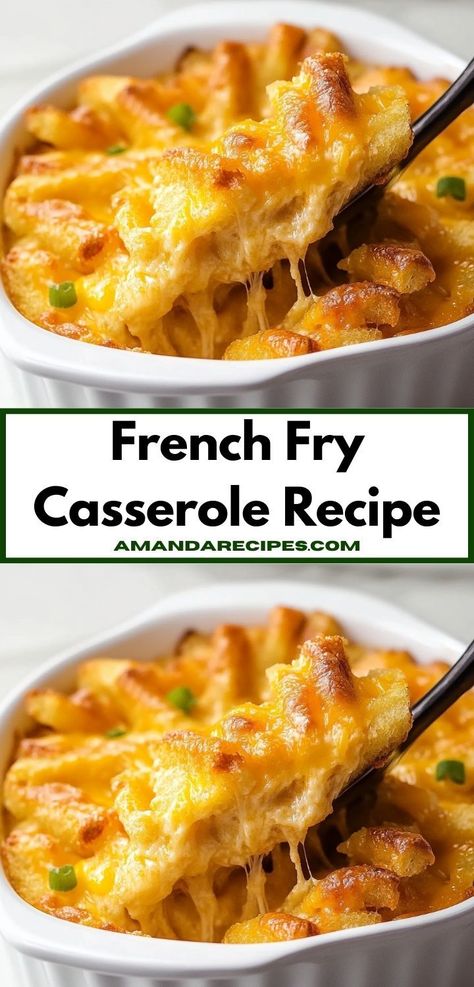 Looking for a comforting dish? This French Fry Casserole Recipe is a delicious blend of flavors that your family will love. It’s an easy casserole recipe perfect for busy weeknight dinners. French Fry Casserole, Frozen French Fries, Cheddar Cheese Soup, Crispy Fry, Cheese Soup, Chicken Nuggets, Easy Casserole Recipes, Easy Casserole, French Fries