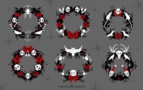 Goth Christmas Aesthetic, Vampire Christmas, Black Christmas Wreath, Christmas Header, Christmas Goth, Merry Creepmas, Christmas Reef, Nightmare Before Christmas Tattoo, Goth Christmas