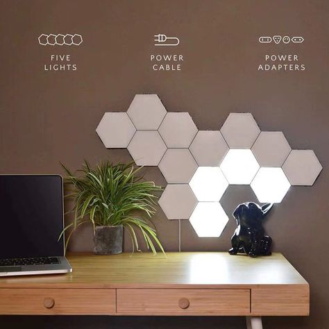 Geometric Shapes Design, Led Diy, Lighted Canvas, Incandescent Lighting, Led Wall Lamp, Unique Lighting, Design Minimalista, Light Art, Shape Design