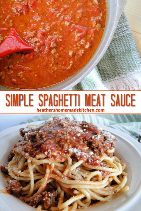 Simple Spaghetti Sauce, Simple Meat Sauce, Simple Spaghetti, Spaghetti Meat Sauce, Easy Weeknight Dinner, Spaghetti Pasta, Easy Family Dinners, Beef Recipes For Dinner, Beef Dinner