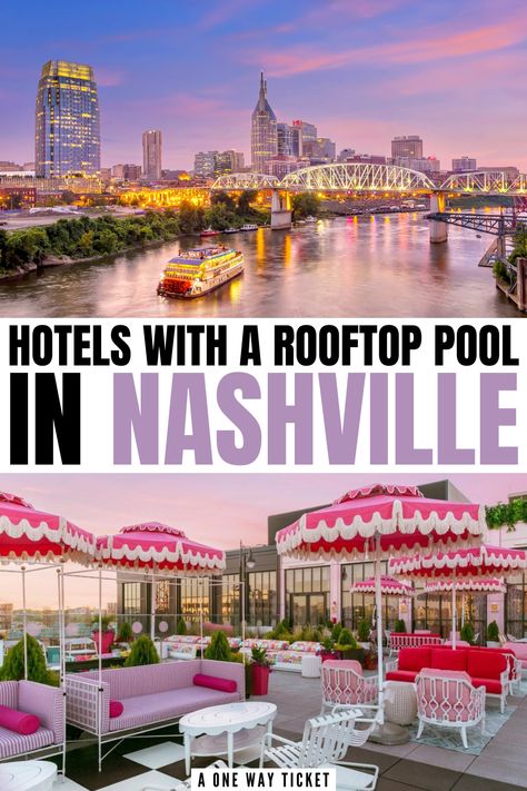 The only thing that can make a visit to Music City better is to make sure you book the absolute best hotel possible. By staying at a hotel in Nashville that has a rooftop pool and maybe even a rooftop bar or restaurant, you can have fun right where you’re staying with epic views of the Nashville skyline. | where to stay in nashville | best hotels in nashville tn | best rooftop pools in nashville | best pool rooftop hotels in nashville | nashville hotels with pools | places to stay in nashville Spas In Nashville Tn, Bars In Nashville Tn, Where To Stay In Nashville Downtown, Nashville Places To Stay, Places To Stay In Nashville Tn, Hotels In Nashville Tennessee, Best Places To Stay In Nashville, Best Hotels In Nashville Tn, Nashville Tennessee Hotels