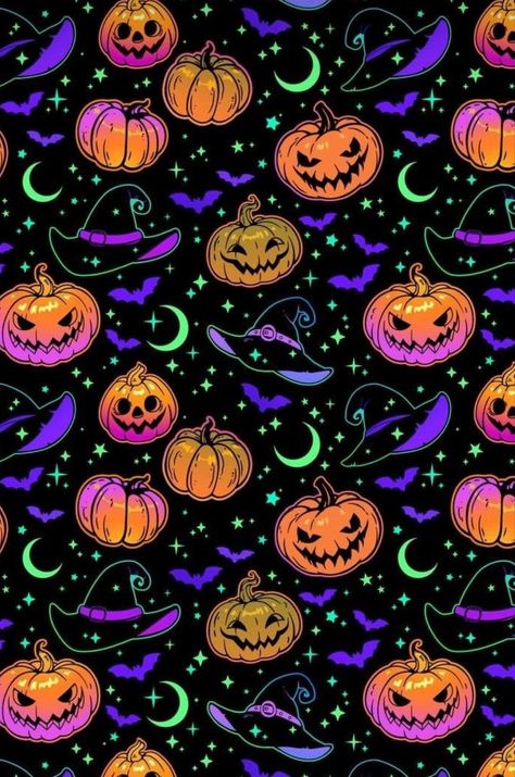 Spooky Girly Wallpaper, Bright Halloween Wallpaper, Neon Halloween Background, Wallpaper Backgrounds Spooky, Halloween Party Background, Neon Halloween Wallpaper, Halloween Screensavers, Scary Wallpapers, Cardstock Ideas