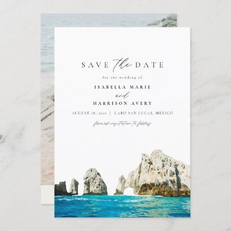 $2.95 | Watercolor Cabo San Lucas Mexico Save the Date #mexico save the date, tropical save the date, beach save the date, cabo save the date, ocean, tropical, destination, beach, mexico, island Mexico Save The Date, Destination Save The Date, Destination Wedding Save The Date, Cabo San Lucas Wedding, Mexico Gift, Mexico Beaches, Cabo Mexico, Tulum Wedding, Ocean Tropical