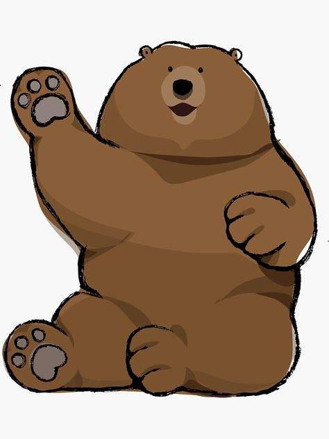 "Waving Bear" Stickers by Nemki | Redbubble Waving Drawing, Bear Waving, Waving Bear, Cartoon Bears, Wave Drawing, Teddy Bears Picnic, Creative Drawing Ideas, Aesthetic Cartoon, Bear Sticker