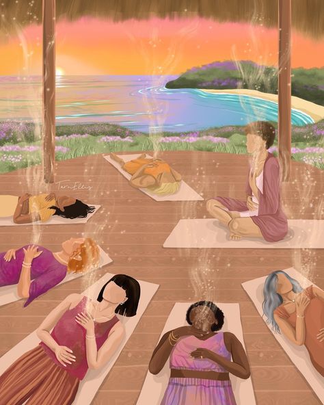 Yoga Spiritual Art, Meditation Illustration Art, Breathing Illustration, Yoga Circle, Meditation Illustration, Arte Yoga, Yoga Illustration, Healing Space, Sacred Feminine