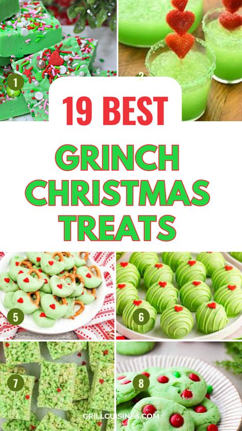 Grinch Movie Night Desserts --Celebrate the holidays with these festive Grinch-themed recipes! From Grinch waffles to Grinch brownies, these fun and easy treats will add a playful twist to your Christmas festivities.The Grinch Who Stole Christmas, Grinch Movie Night, grinch snakcks,Christmas snacks Grape Grinch Snacks, Grinch Crispy Treats, Grinch Hats Fruit, Grinch Krispy Treats, Grinchmas Party Snacks, The Grinch Treats For Kids, Holiday Treats Grinch, Grinch Pancakes Christmas Breakfast, The Grinch Snacks For Kids