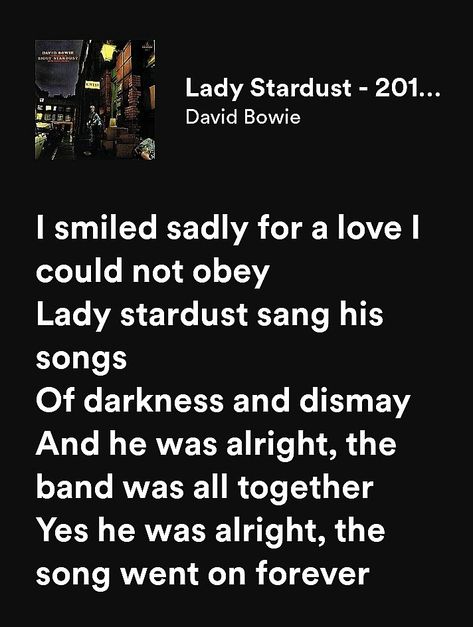 David Bowie Lady Stardust, Bowie Lyrics Aesthetic, Lady Stardust David Bowie, David Bowie Songs, Pinterest Songs, Bowie Lyrics, David Bowie Lyrics, Lady Stardust, Emo Memes