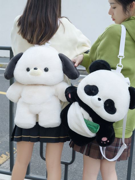 Elevate your style with this charming white plush baby dog backpack, perfect for adding a touch of cuteness to your daily adventures. Crafted with soft, high-quality plush material, this backpack offers both comfort and durability. Choose between two versatile sizes, 35cm or 50cm, to suit your needs. Easily remove the straps to transform it into a cuddly plush toy or a stylish accessory.  Perfect for kawaii fashion enthusiasts, this plush baby dog backpack is an ideal accessory for school, trave Cute Kawaii Plushies, Stuff Animal Backpack, Cute Plush Backpack For Everyday Use, Plushies Backpack, Cute Soft Toys, Plush Backpack Kuru Kawaii Shop, Kawaii Plush School Bag, Hello Kitty Water Bottle, Kou Diabolik Lovers