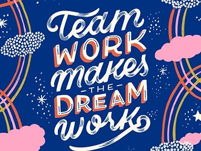 Teamwork Makes the Dream Work! by Jin Kim on Dribbble Team Work Motivation, Teamwork Poster, Virtual Team Building, Sports Classroom, Teamwork Makes The Dream Work, Teamwork Quotes, Jin Kim, Icebreakers, Education Humor