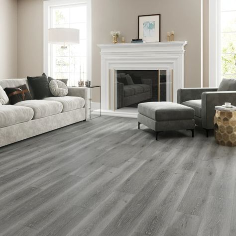 Lucida USA Maxcore Dolomite 7-3/32-in Wide x 5-1/2-mm Thick Waterproof Interlocking Luxury Vinyl Plank Flooring (24.5-sq ft) in the Vinyl Plank department at Lowes.com Gray Vinyl Plank Flooring, Waterproof Vinyl Plank Flooring, Wood Vinyl Flooring, Composite Flooring, Grey Hardwood, Residential Flooring, Modern Flooring, Luxury Vinyl Plank Flooring, Grey Flooring