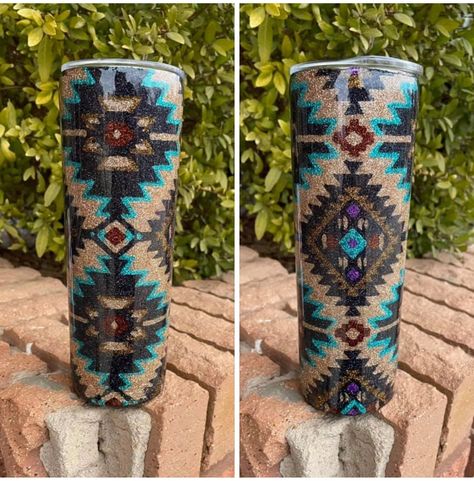 Western Theme Tumblers, Cowhide Tumbler Cup, Aztec Tumbler Ideas, Rodeo Tumbler Ideas, Punchy Tumblers, Western Tumbler Ideas, Country Cups, Western Tumblers, Tumbler Boho