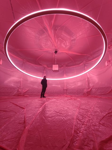 Pink Stage Design, Circular Installation, Tunnel Installation, Circle Art Installation, Pink Art Installation, Sphere Art Installation, Immersive Tunnel Experience, Soft Neon, Circular Lighting