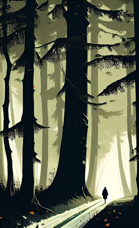 Illustration, digital art, wallpaper Digital Art Wallpaper, Forest Silhouette, Portrait Background, Adventure Art, Shadow Art, Wonderful Picture, Winter Scenery, Digital Painting Tutorials, Art Wallpaper Iphone