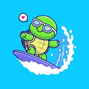 Catalyststuff | Freepik Turtle Surfing, Sea Cartoon, Cute Turtle Cartoon, Sea Creatures Drawing, Kawaii Turtle, Surfboard Painting, Arte Doodle, Turtle Drawing, Turtles Funny