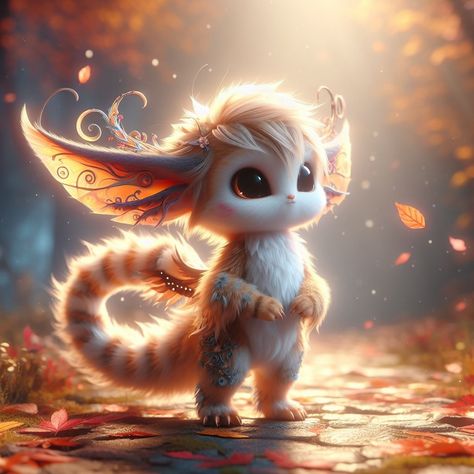 Fairy Pets Fantasy Art, Small Mythical Creatures, Hybrid Animals Fantasy Creatures, Fantasy Pets Mythical Creatures, Cute Fantasy Creatures Art, Fantasy Animals Magical Creatures, Cute Fantasy Animals, Cute Mythical Creatures, Magical Pets