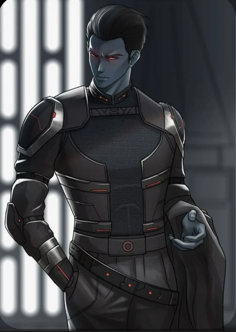 Star Wars Thrawn Art, Black Cyberpunk Character Art, Star Wars Rpg Characters, Chiss Star Wars, Star Wars Inquisitor, Imperial Inquisitor, Sith Inquisitor, Star Wars Thrawn, Thrawn Star Wars