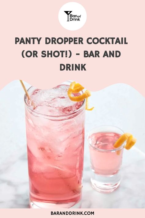 This cocktail is a little mind-blowing because there are so many variations when making a panty dropper. Without a doubt it is in Panty Dropper Drink Recipe, Pink Panty Pulldown Drink, Cocktail Recipes Bachelorette, Pink Panty Dropper Drink, Pink Panties Drink Recipe, Panty Dropper Drink, Pink Panties Drink, Pink Panty Dropper, Drinks With Grenadine