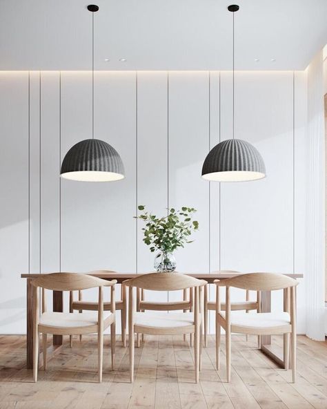 Modern Pendant Light Dining Room, Modern Scandinavian Dining Room, Minimalistic Interior, Scandinavian Dining Room, Scandinavian Dining, Interior Minimalista, Contemporary Dining Room, Scandinavian Interior Design, Minimalist Interior Design