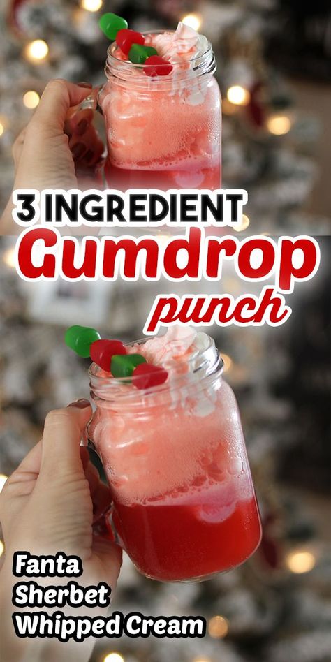 This Gumdrop Punch is my kids new favorite Christmas treat. It's super fun to make for a holiday movie night with just 3 ingredients. #drinks #christmas #recipe #fanta #sherbet Fun Holiday Drinks, Punch Christmas, Drinks Christmas, Christmas Drinks Recipes, Fun Holiday Treats, Holiday Movie Night, Christmas Movie Night, Frozen Christmas, Holiday Punch