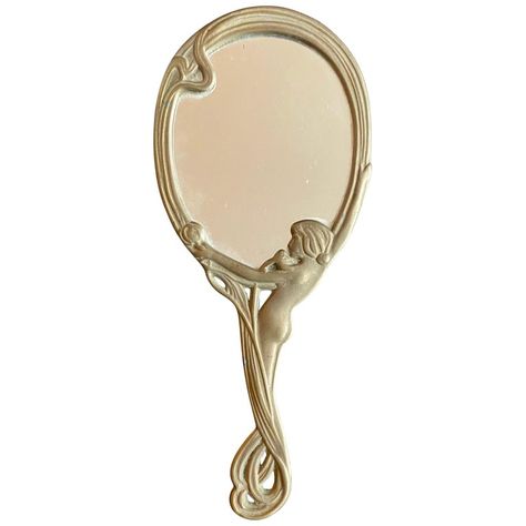 first dibs Art Nouveau Cabinet, Antique Hand Mirror, Art Nouveau Mirror, Nouveau Mirror, Stile Art, Art Deco Table Lamps, Brass Hand, Brass Art, Brass Mirror