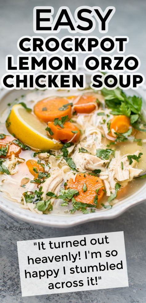 Crock Pot Lemon Chicken Orzo Soup, Crock Pot Chicken Orzo Soup, Chicken Orzo Recipes Slow Cooker, Lemon Orzo Soup Crockpot, Lemon Soup Crockpot, Orzo Crockpot Soup, Lemon Chicken Orzo Soup Pioneer Woman, Easy Chicken Orzo Soup, Chicken And Lemon Soup