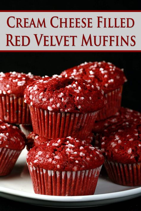 Red Velvet Muffins Recipe, Red Velvet Muffins, Cake Mix Muffins, Recipes Using Cake Mix, Coffee And Walnut Cake, Red Velvet Recipes, Bakery Style Muffins, Red Velvet Cake Mix, Pearl Sugar