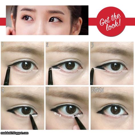 Half Eyeliner, Moon Eyeliner, Moon Eyes, Tutorial Eyeliner, Makeup Help, Makeup Essentials, Korean Makeup, Half Moon, Easy Steps