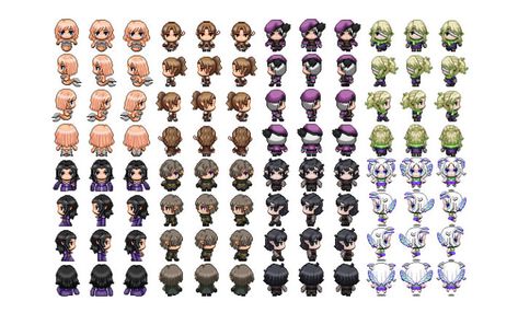 graphic design and game art make rpg maker mv and mz sprites and sv battle sprites Rpg Maker Mv Characters, Rpg Maker Sprites, 2d Pixel Art, Maker Game, Pixel Art Characters, Grunge Nails, Rpg Maker, Platform Game, New Game