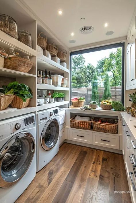 Walk In Laundry Pantry, Laundry Room Features, Pantry And Laundry Room Combo Layout Small Spaces, Panty Laundry Room Combo, Laundry Closet In Kitchen, Laundry Room Butlers Pantry Combo, Butler Pantry Laundry Room Combo, Laundry Room/pantry, Laundry And Storage Room Ideas