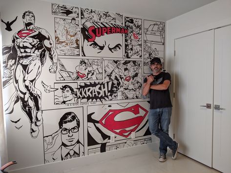 Superman Room, Painted Mural, Superhero Room, Home Gym Design, Everyday Heroes, Gym Design, Art N Craft, Rental Properties, Corporate Office