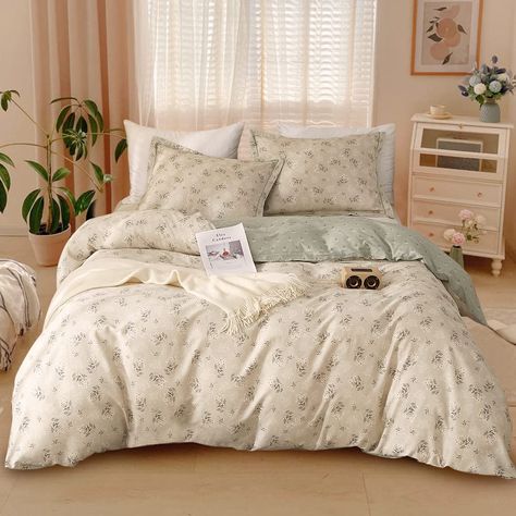 PRICES MAY VARY. 【100% Cotton】We select high-quality natural cotton fabric to make our 3-piece comforter cover to make the whole fabric feel softer and more comfortable,it is fade resistant, anti-wrinkle, breathable, skin-friendly and not stuffy 【3pcs Duvet Cover Set】Package includes 1 Twin Duvet Cover 86x68’’,2 pillow shams 20x26’’.✿Please kindly note that there are no matching SHEETS or COMFORTER ! 【Unique Patterns】White duvet cover printed with lychee floral make your room young comely and ch Green Bedding Set, Floral Bedding Sets, Girls Bedding Sets, Floral Comforter, Perfect Bedding, Full Duvet Cover, Twin Bed Sets, Floral Duvet Cover, Quilted Duvet Cover