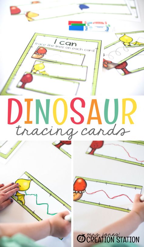 When your little learner is first coloring, they scribble and go way out of the lines. These dinosaur tracing cards are wonderful to help with that. They help to teach your little learners how to follow a line and get better control of their pencils and crayons. Come grab the free printable and get your little learners started today. #tracing #dinosaur #cards #free #printable #preschool #mrsjonescreationstation Dinosaur Tracing, 3k Classroom, Dino Activities, Dino Crafts, Nature Learning, Weekly Themes, Tracing Activities, Dinosaur Dig, Story Sack