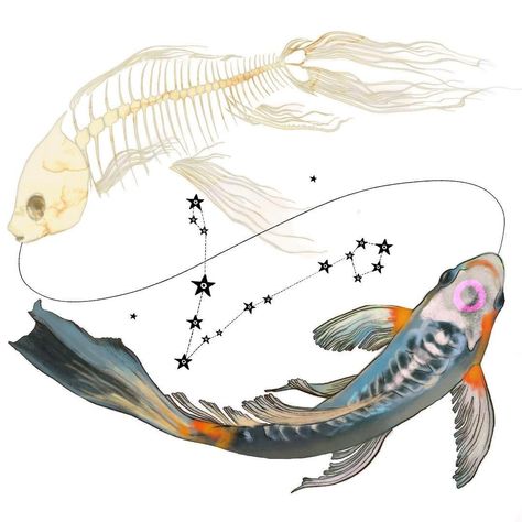 Tattoo Pisces, Tattoos Skeleton, Tattoos Fish, Koi Tattoos, Fish People, Pisces Tattoo Designs, Pineapple Illustration, Pisces Tattoo, Pisces Fish