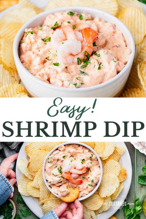 My grandmother's old-fashioned shrimp dip with cream cheese and chili sauce is a retro recipe that comes together with just 10 minutes of prep! Spicy Shrimp Dip Recipes, Can Shrimp Recipes, Hot Shrimp Dip With Cream Cheese, Seafood Dip Cream Cheese, Shrimp Dip With Canned Shrimp, Shrimp Dip Recipe With Cream Cheese, Mexican Shrimp Dip, Seafood Dips Recipes Appetizers, Hot Shrimp Dip Recipe Crockpot