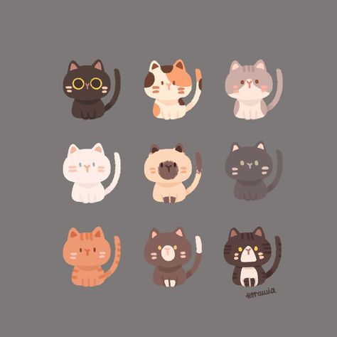 Söt Katt, Animal Doodles, 강아지 그림, Cute Animal Illustration, Kawaii Illustration, Kitty Games, Cat Character, Cute Kawaii Drawings, Kawaii Animals