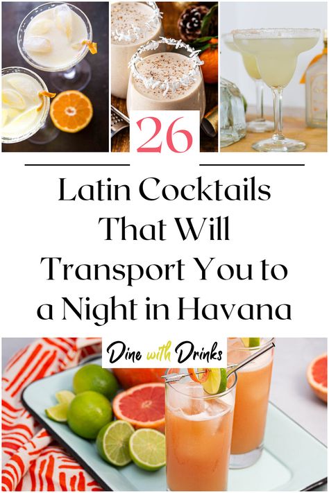 Collage of 4 latin cocktails. South American Cocktails, Cuban Drinks Cocktails, Latin Cocktails, Latin Drinks, Cuban Cocktails, Popular Alcoholic Drinks, American Cocktails, American Drinks, Summer Party Themes