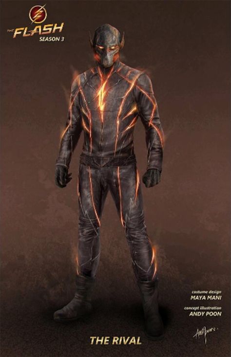 'The Flash': Original Concept Art Revealed For Kid Flash, The Rival, & Black Siren - Page 3 of 3 - Heroic Hollywood Speedster Superhero, Dc Speedsters, The Flash Season 3, Costume Concept, Flash Characters, Black Siren, Flash Comics, The Flash Season, Flash Tv Series