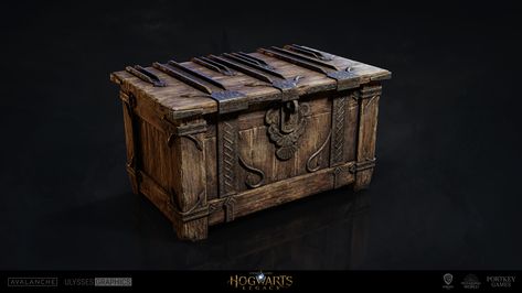 Medieval Chest, Steampunk Furniture, Props Concept, Old Chest, Hogwarts Legacy, Creating Texture, Wooden Chest, Environment Concept Art, Treasure Chest