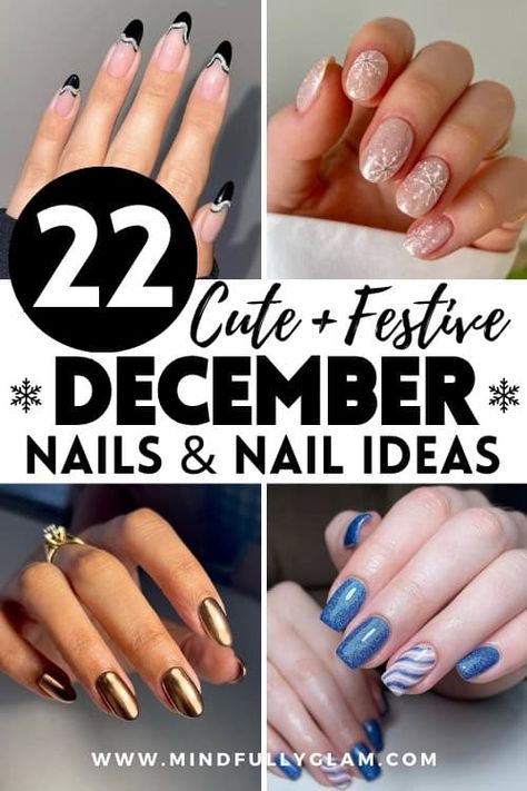 22+ Festive December Nails (Including Christmas Nails) for Your Holiday Mani December Nail Ideas, Elegant Christmas Nail Designs, Nails New Years, Holiday Nails Easy, Different Color Nails, New Years Nails, Glamorous Christmas, Holiday Nails Christmas, December Nails