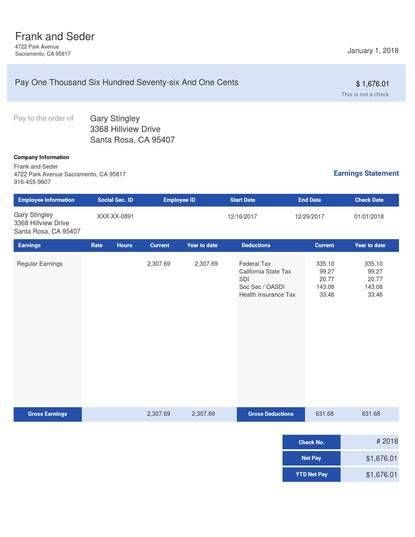 Vertical Blue Pay Stub Sample Template Paystub Template Free, Payroll Checks, Payroll Template, Bank Statement, San Gabriel, Filing Taxes, Resume Template Free, Car Loans, Templates Printable Free