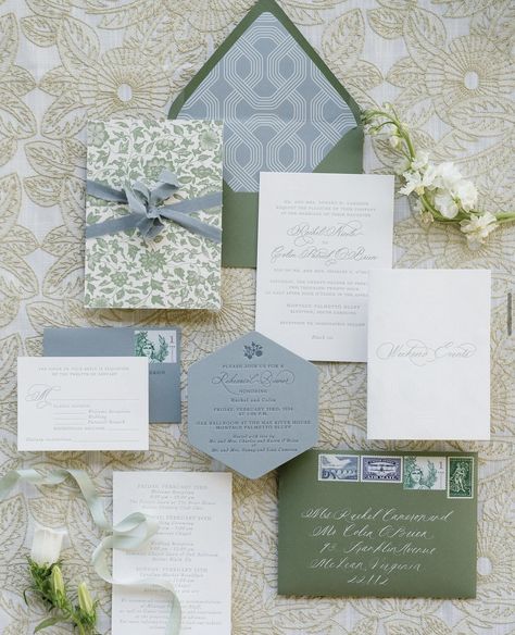 Spring Wedding Stationary, Blue And Green Wedding Invitations, Sage Green Invitation, Wedding Photos Couple, Blue Green Wedding, Wedding Invitation Designs, Pre Wedding Photography, Wedding Day Details, Cabo Wedding