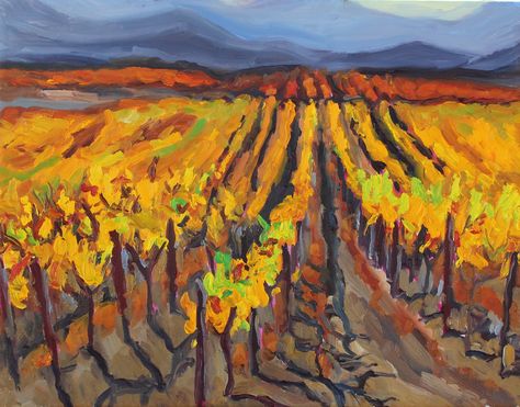 Vineyard, Old Lakeville Rd © Loralee Chapleau (Sold) Abstract impressionist Vineyard Painting Vineyard Art, Leaf Peeping, Wine Art, Sonoma County, Artist Paint, Fall Foliage, Wine Country, Daily Art, Oil Painting On Canvas