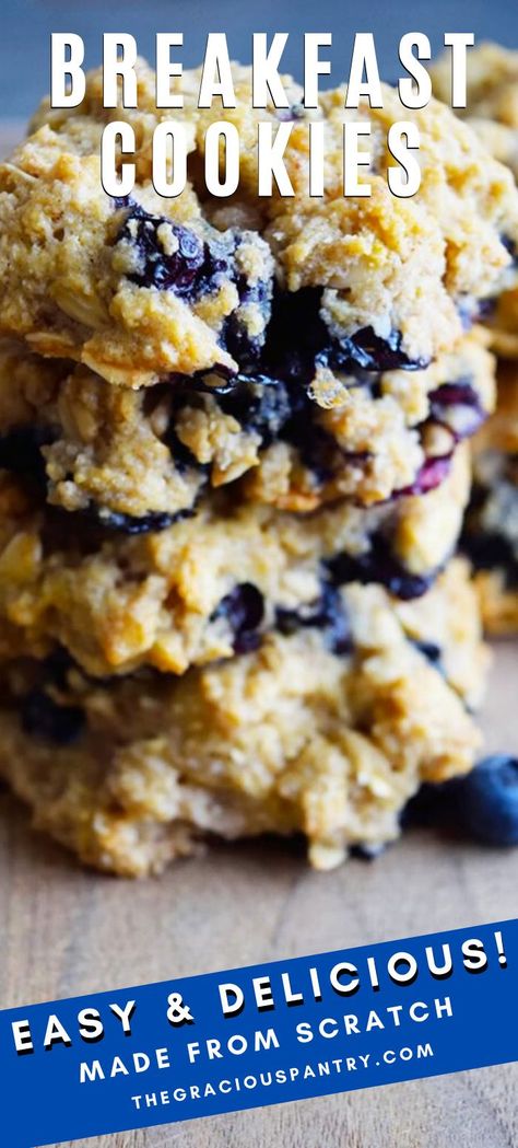 Blueberry Breakfast Cookies, Blueberry Oatmeal Cookies, Oatmeal Breakfast Cookies, Breakfast Cookie Recipe, Breakfast Cookies Healthy, Blueberry Breakfast, Low Carb Sweeteners, Healthy Cookie Recipes, Cookie Calories