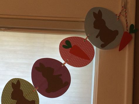 easter bunny and egg garland Egg Garland, Silhouette Projects, Easter Bunny, Egg, Kids Rugs, Easter, Electronic Products, Home Decor, Home Décor