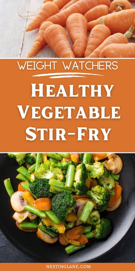 Whip up this quick and easy vegetarian stir fry packed with fresh, colorful veggies for a healthy twist on a classic Chinese dish! Perfect for a light lunch or dinner, this Asian-inspired recipe is loaded with flavor and ready in minutes. This Weight Watchers stir fry is both satisfying and nutritious, bringing together your favorite veggies in a delicious, low-fat meal that’s ideal for busy days. Try this tasty, veggie-filled dish for a quick, healthy dinner option! Low Fat Stir Fry Recipes, Weight Watcher Stir Fry Recipes, Vegetable Meals Clean Eating, Weight Watchers Stir Fry, Clean Eating Stir Fry, Sauteed Vegetables Recipe, Healthy Soup Vegetarian, Vegetable Stir Fry Recipe, Vegetarian Stir Fry