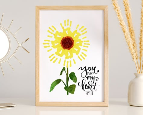 You Are My Sunshine Handprint Craft, Hand Print Flowers Mothers Day, Infant Art Ideas, Infant Teacher, Baby Footprint Crafts, Nicu Crafts, Baby Handprint Crafts, Daycare Art, Foot Print Art